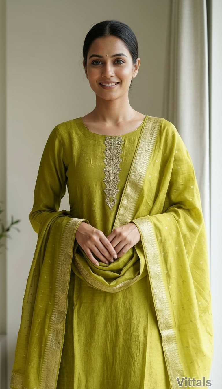 Green Kurtal Set view 2