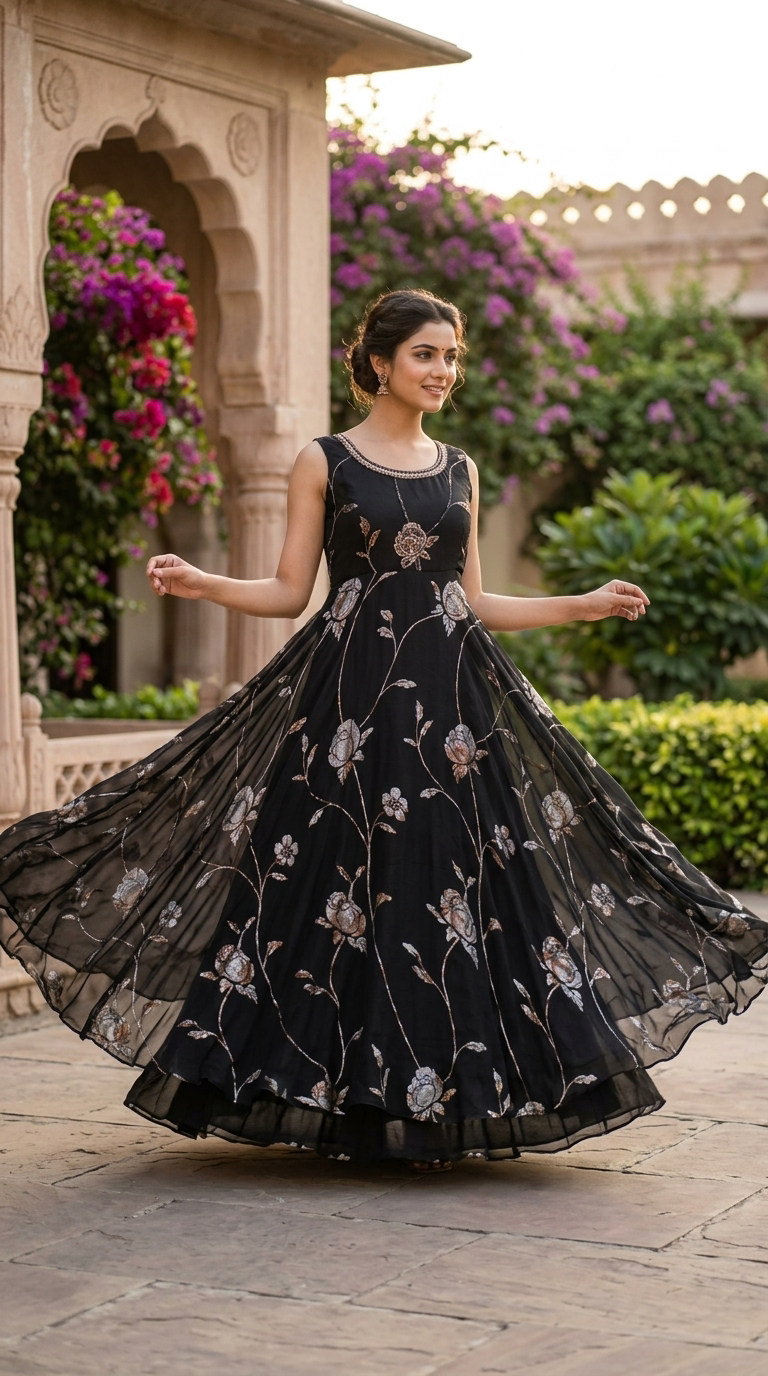 Floral Black  Gown view 5