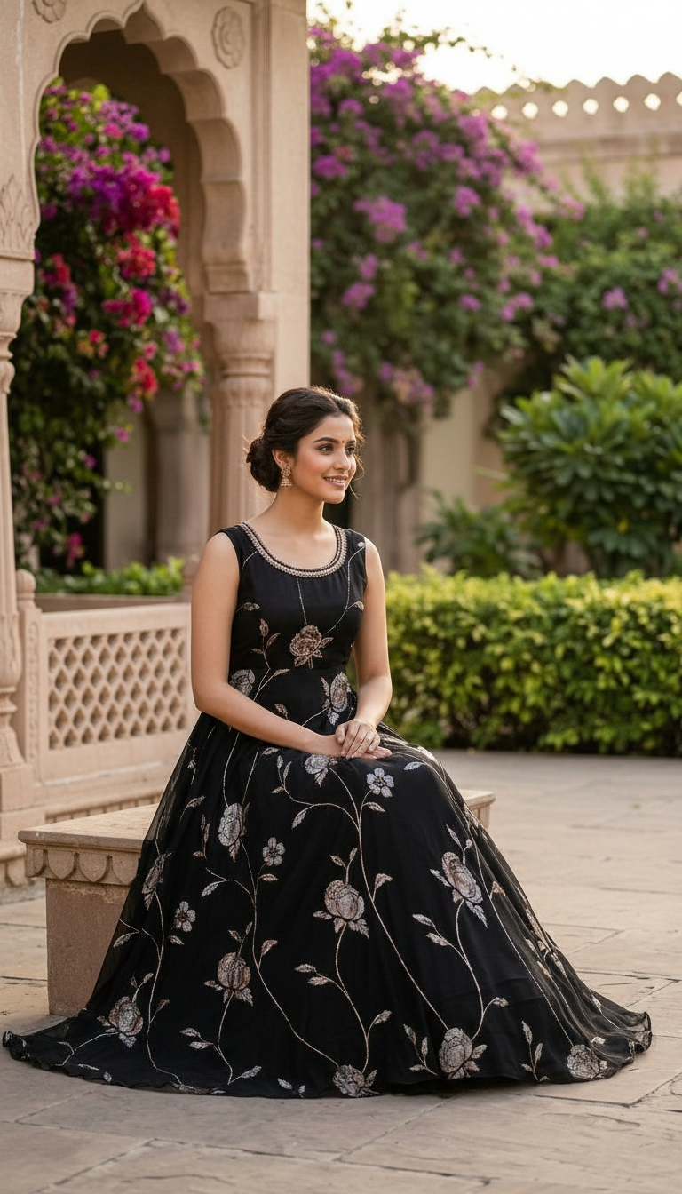 Floral Black  Gown view 4