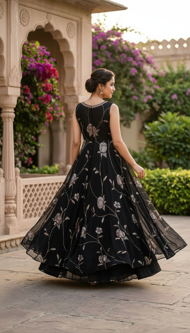 Floral Black  Gown view 2