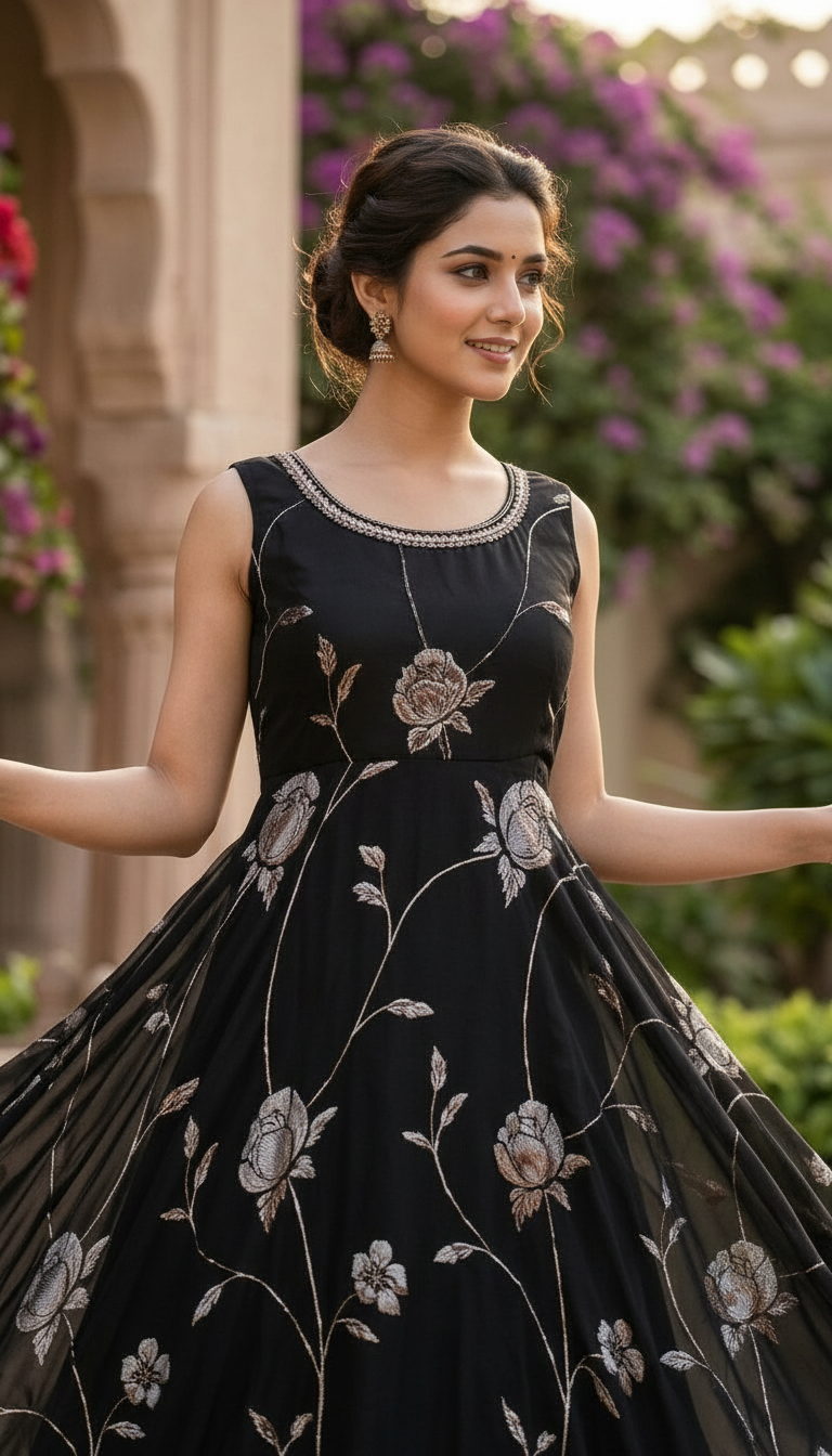 Floral Black  Gown view 3