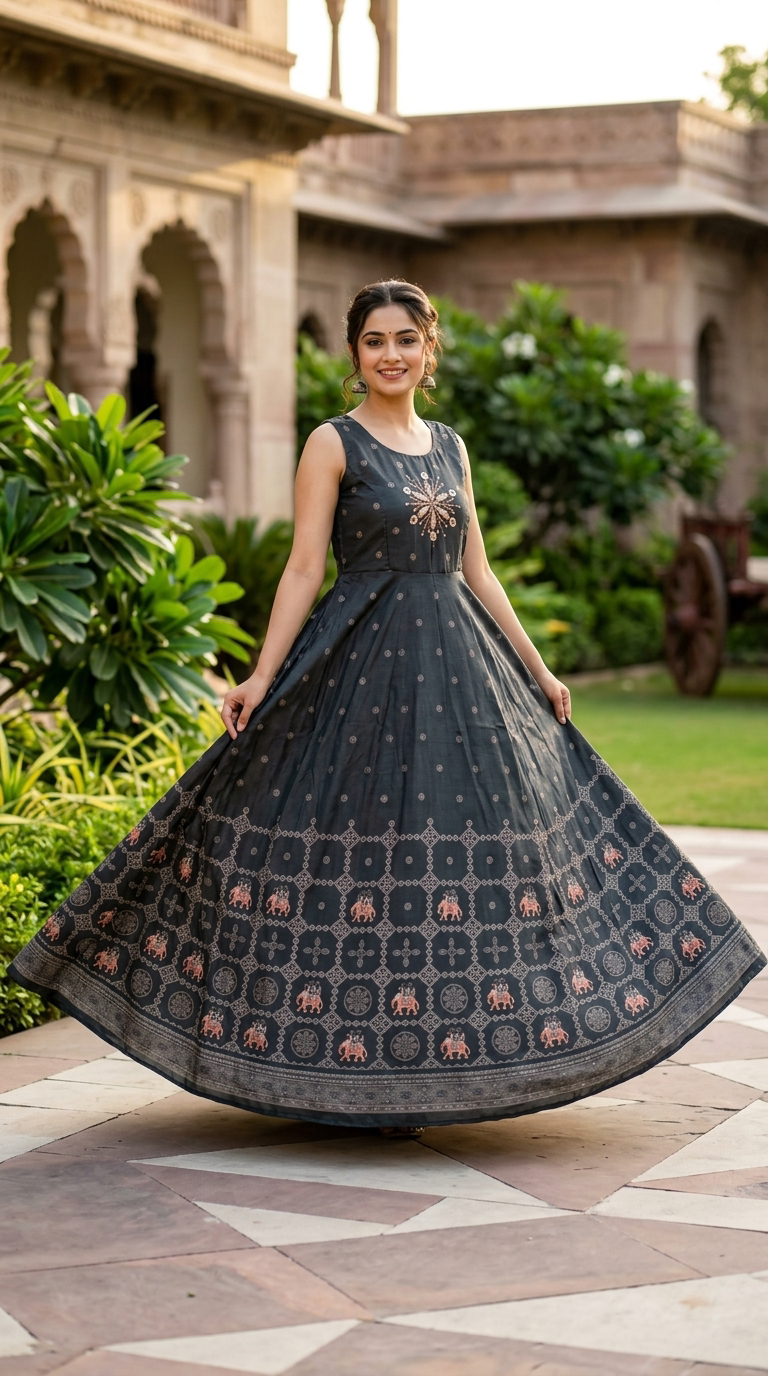 Ethnic Black Anarkali Gown view 5