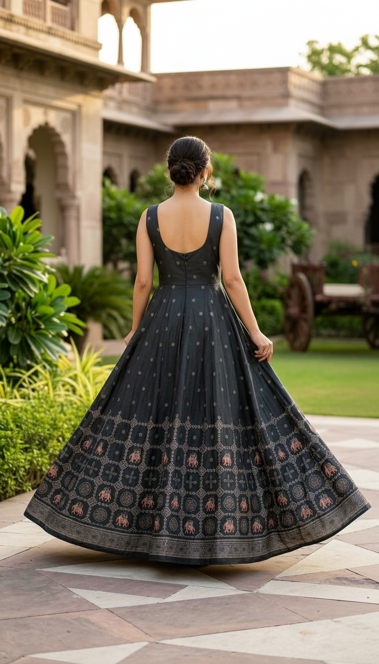 Ethnic Black Anarkali Gown view 2