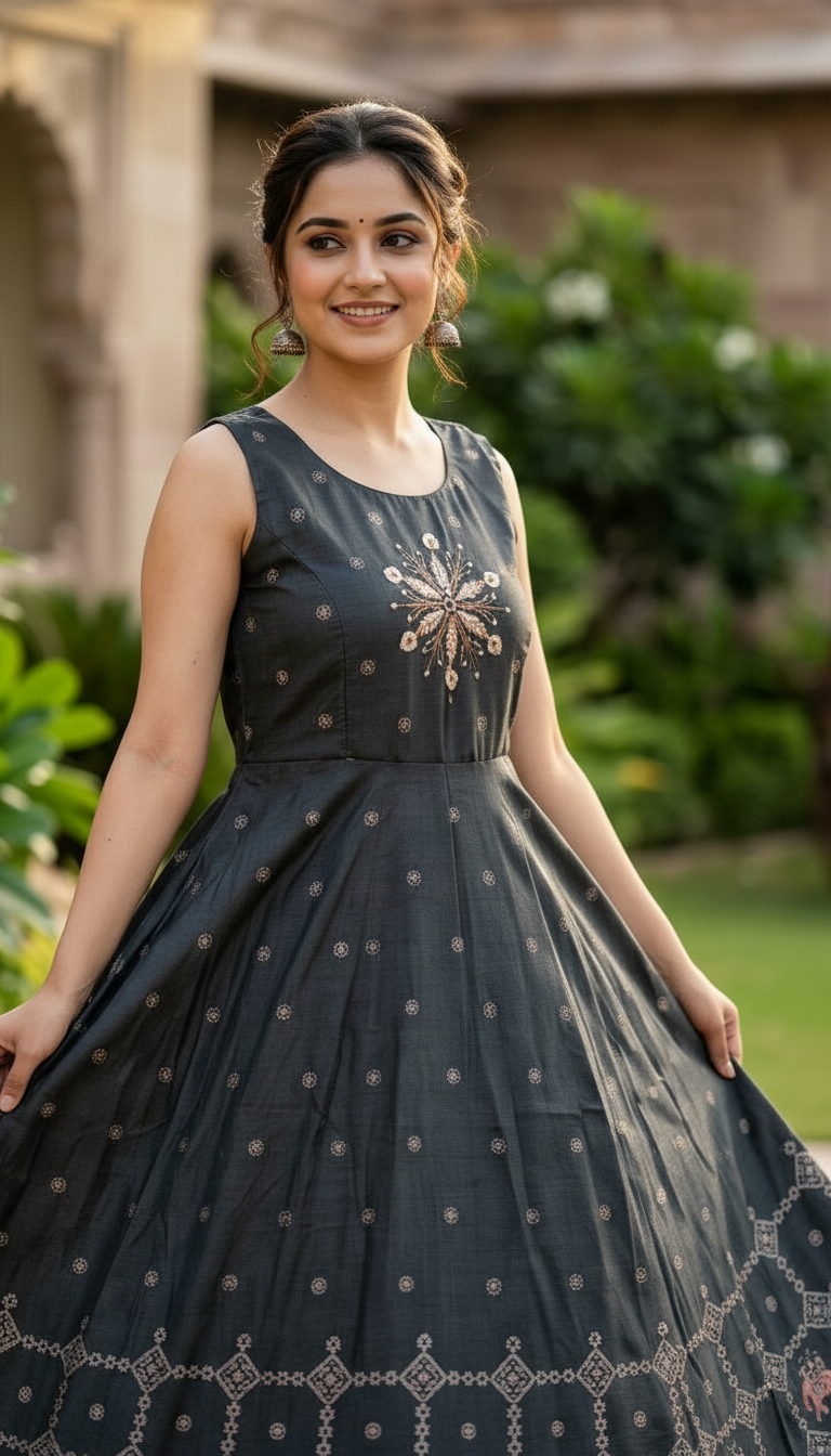 Ethnic Black Anarkali Gown view 3