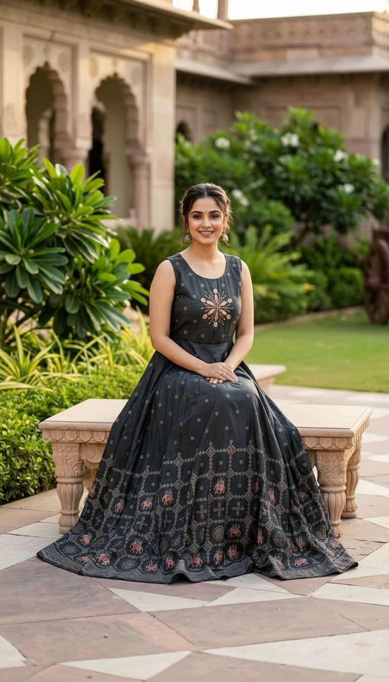 Ethnic Black Anarkali Gown view 4