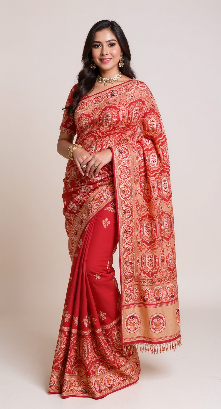 Elegant Jacquard Silk Saree – Timeless Floral Weaves in Rich Multicolours view 8