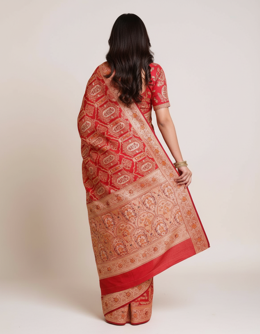 Elegant Jacquard Silk Saree – Timeless Floral Weaves in Rich Multicolours view 4