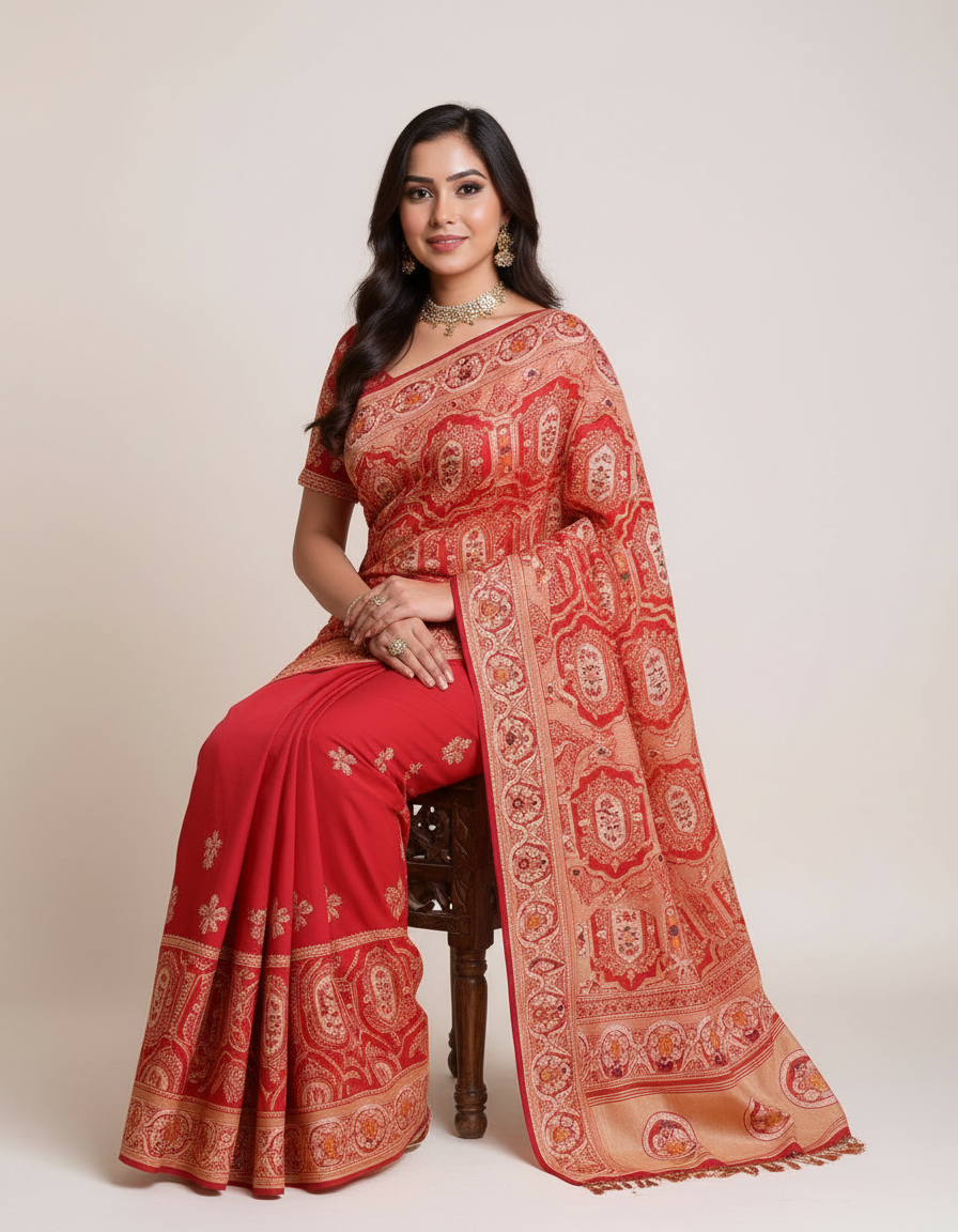 Elegant Jacquard Silk Saree – Timeless Floral Weaves in Rich Multicolours view 6