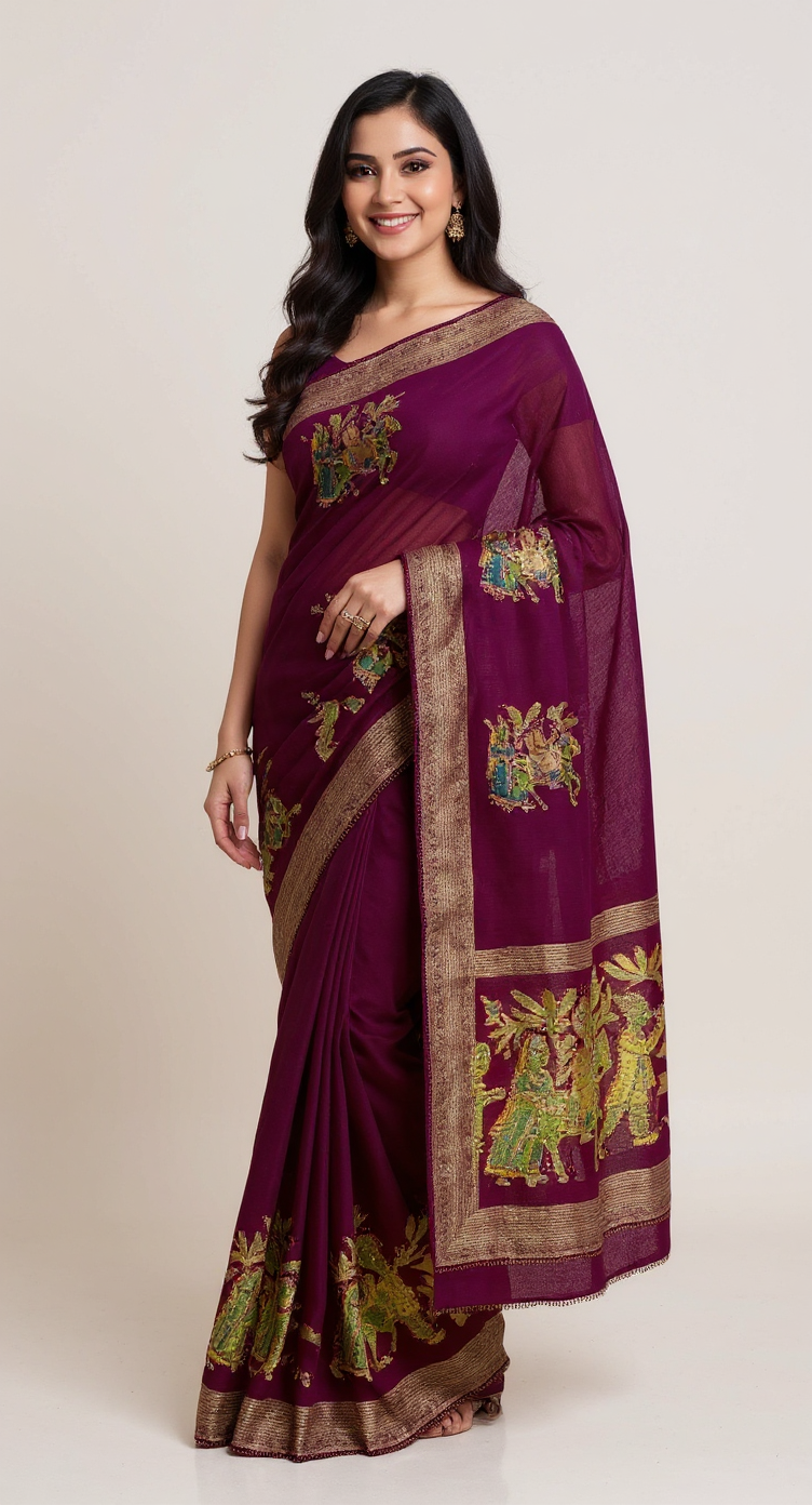 Radiant Leheriya Chiffon Saree – Festive Colors with Shimmering Stone Accents view 8