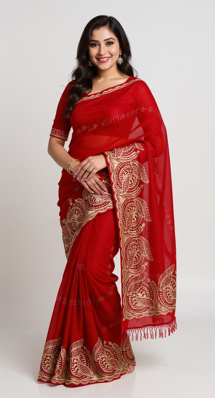 Elegant Embroidered Saree with Designer Paisley Border view 8