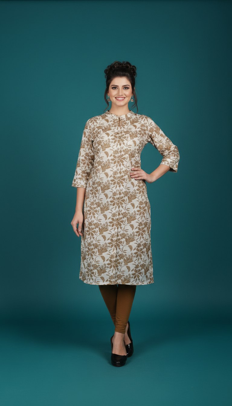 Embroidered Peplum Kurti with Statement Tassels view 8