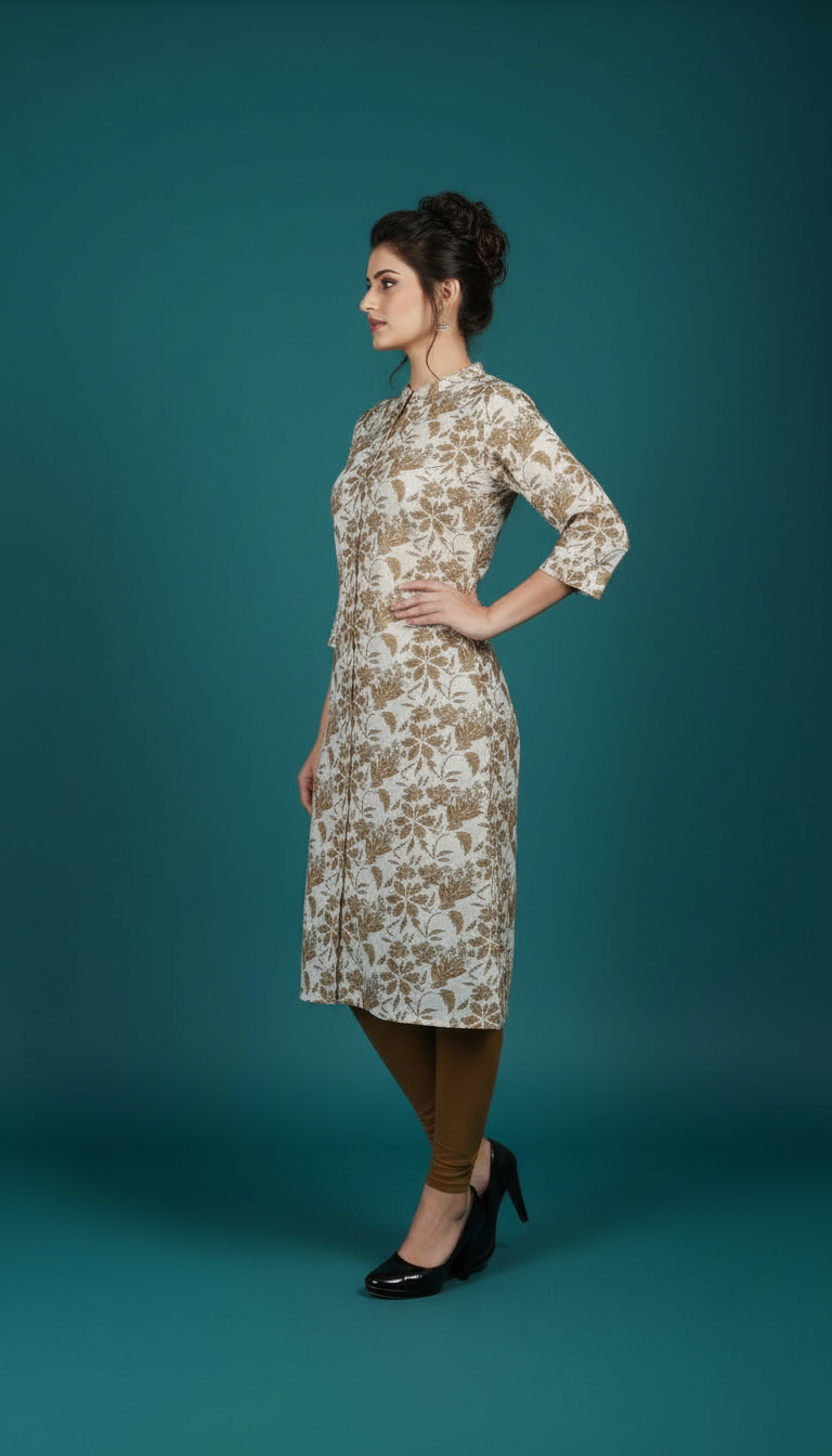 Embroidered Peplum Kurti with Statement Tassels view 4