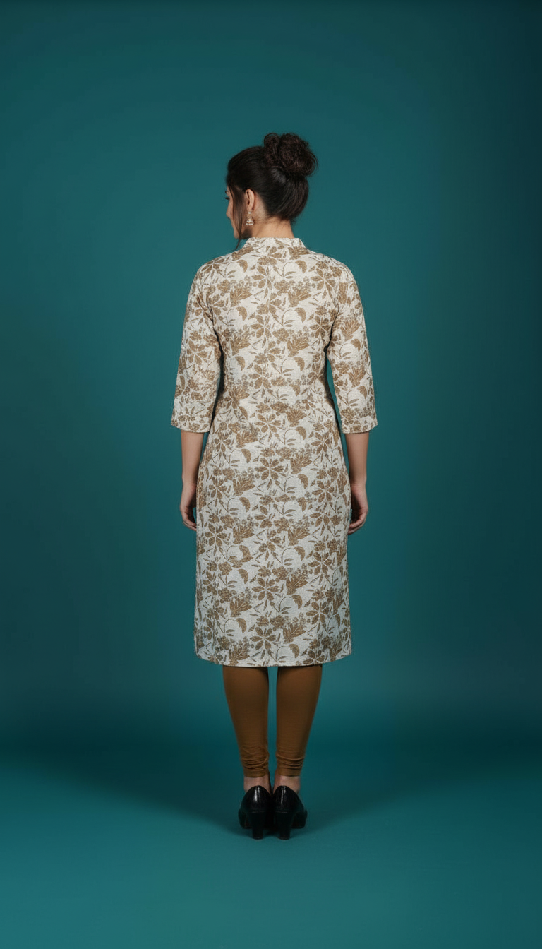 Embroidered Peplum Kurti with Statement Tassels view 3