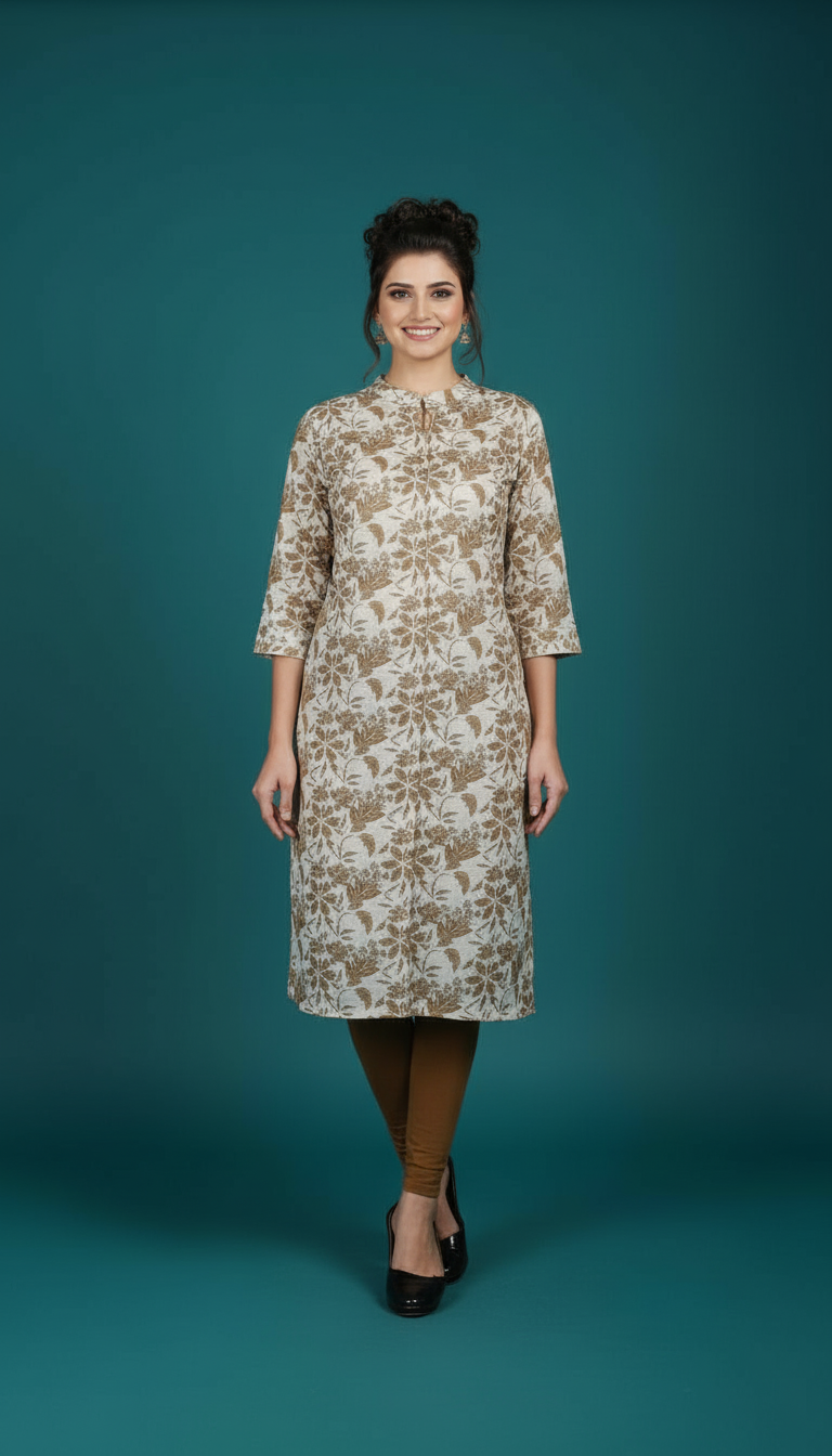 Embroidered Peplum Kurti with Statement Tassels view 2