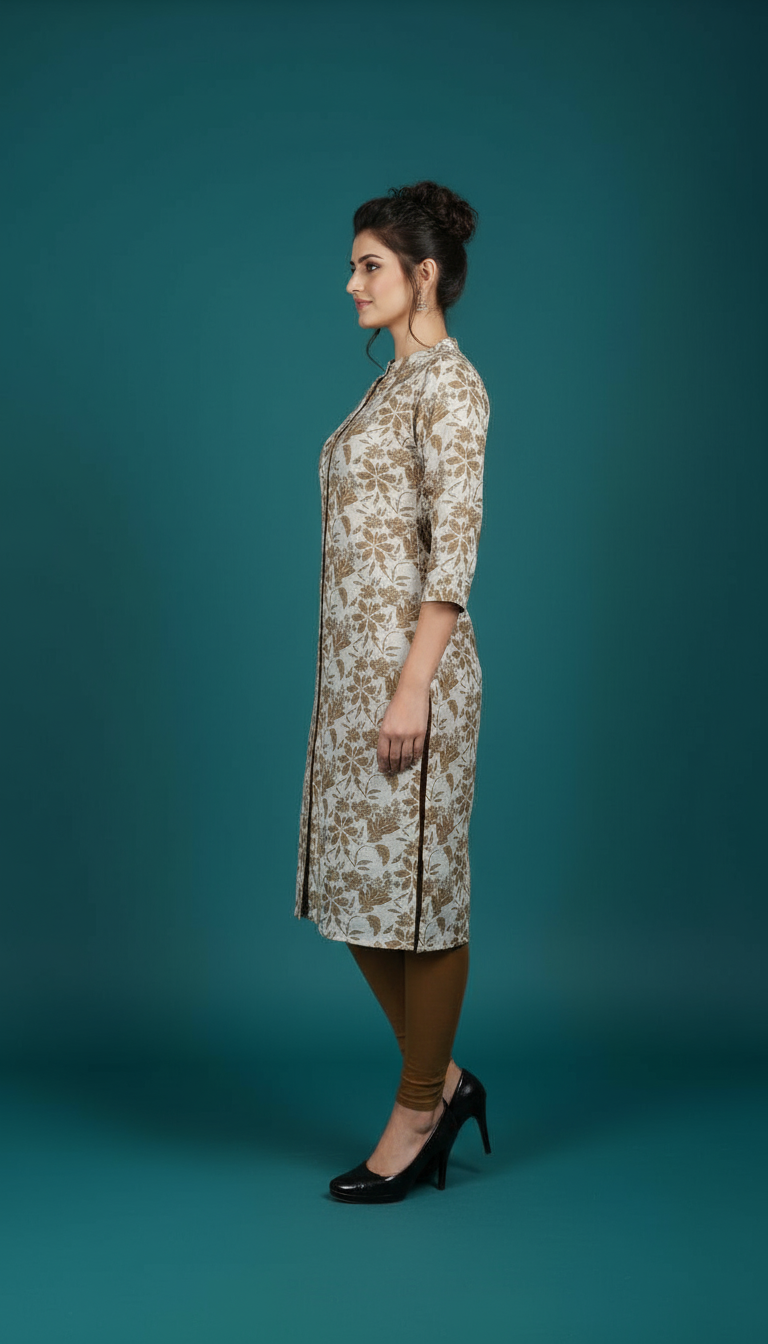 Embroidered Peplum Kurti with Statement Tassels view 5