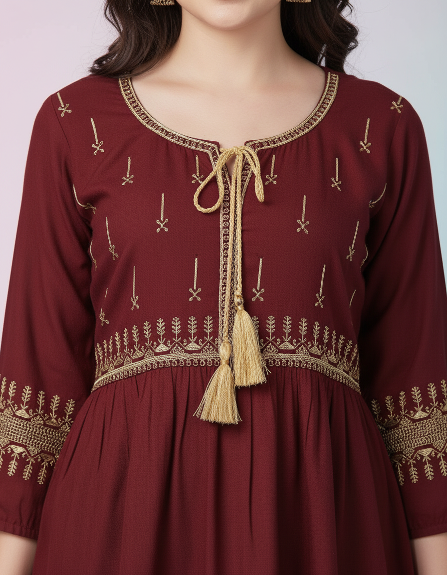 Ethnic Embroidered Short Kurti Top view 5