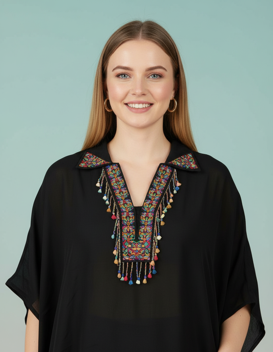 Embroidered Kaftan & Palazzo Co-Ord Set view 5