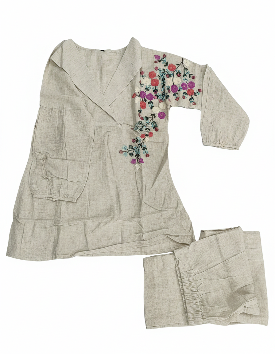 Meadow-Stitched Linen-Look Co-Ord Ensemble view 8