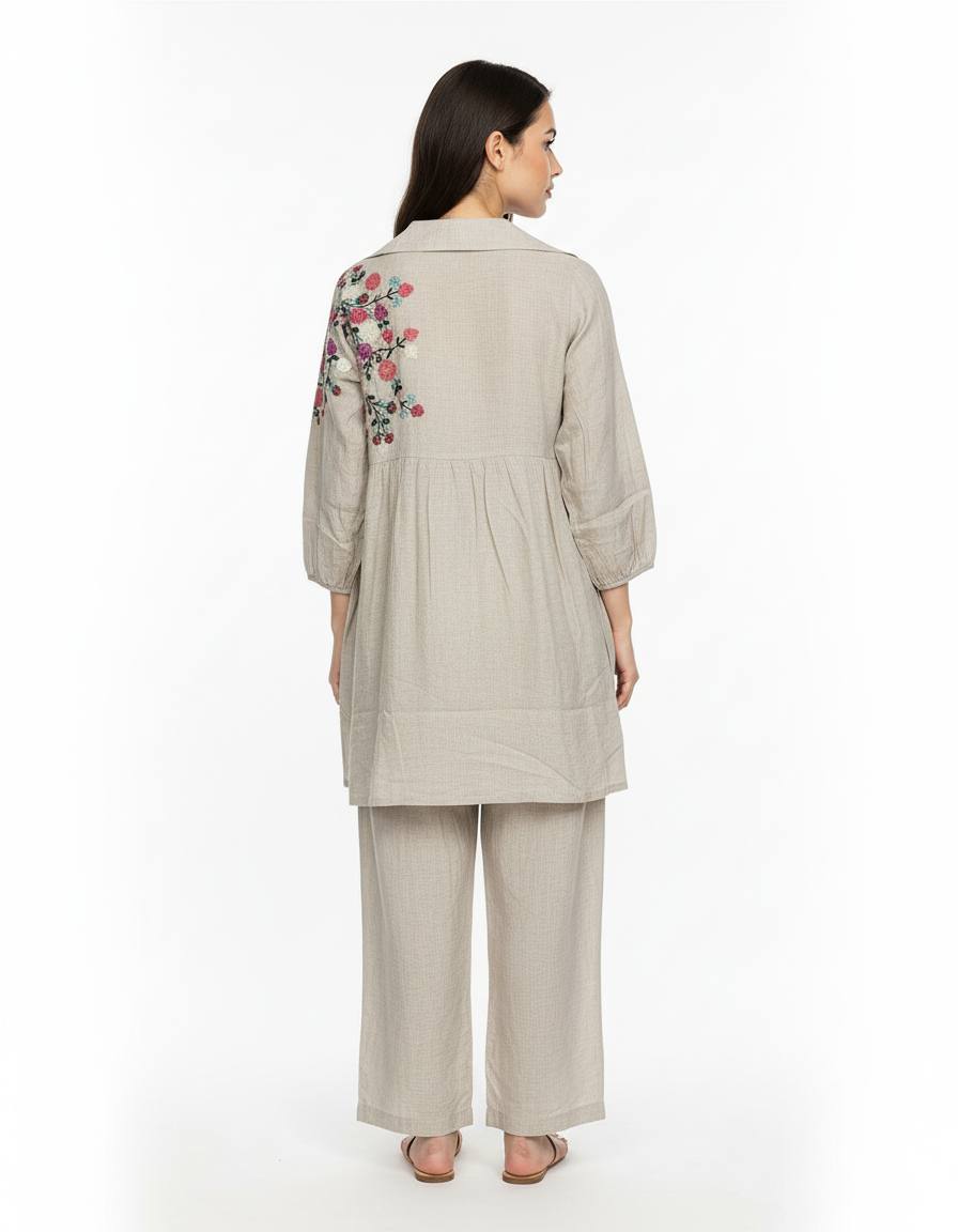 Meadow-Stitched Linen-Look Co-Ord Ensemble view 5