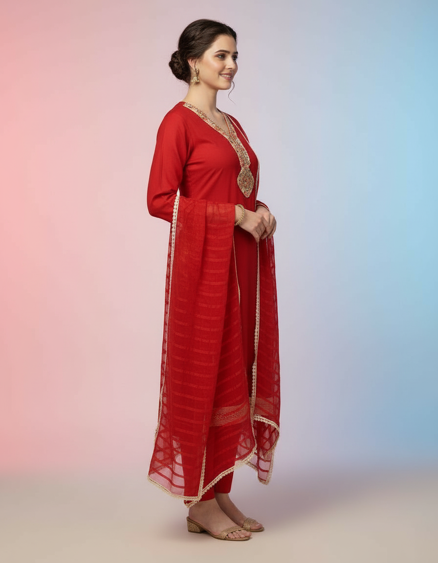 3-Piece Hand-Embroidered Festive Ensemble view 4