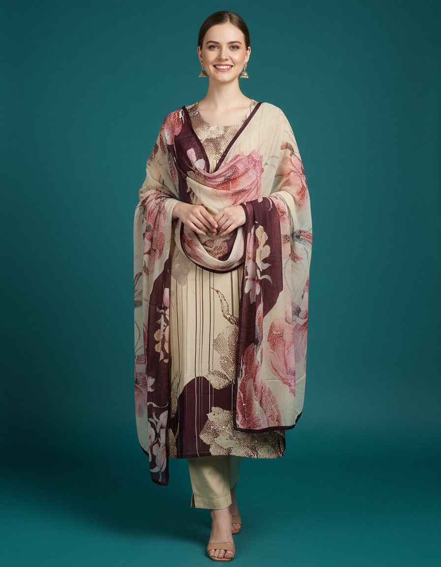 Floral Chiffon Suit view 8