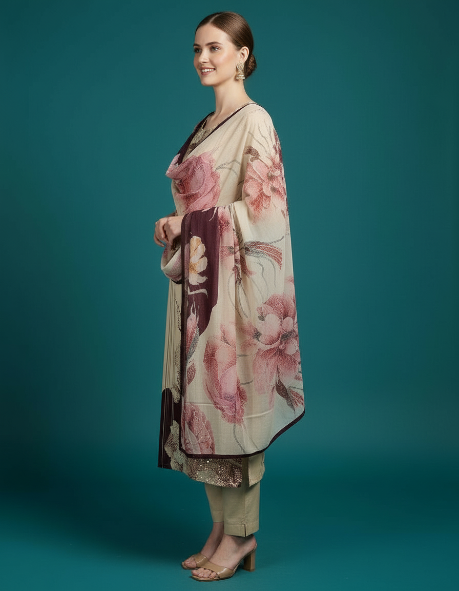 Floral Chiffon Suit view 3