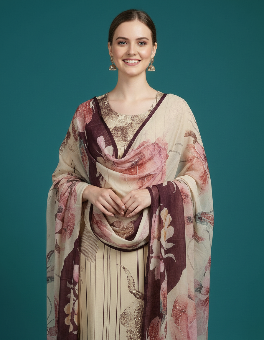 Floral Chiffon Suit view 5