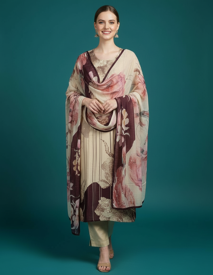 Floral Chiffon Suit view 6