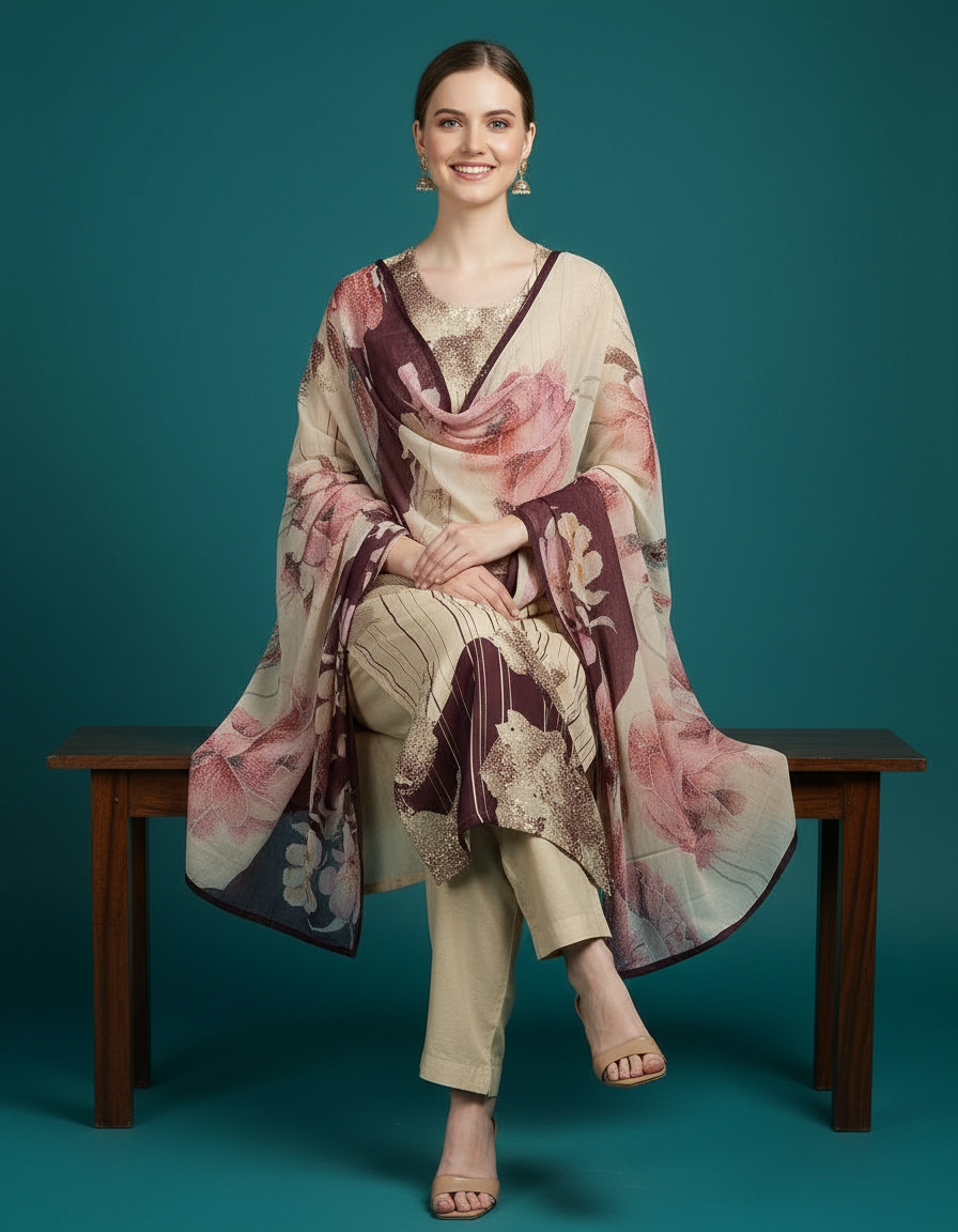 Floral Chiffon Suit view 7