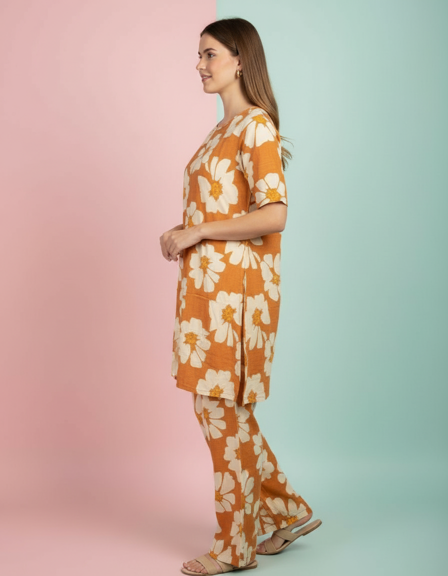 Mustard Bloom Cotton Co-ord Set | Effortless Summer Style view 3