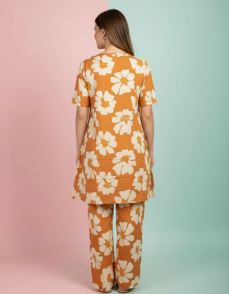 Mustard Bloom Cotton Co-ord Set | Effortless Summer Style view 2