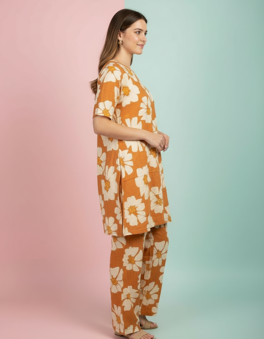 Mustard Bloom Cotton Co-ord Set | Effortless Summer Style view 4