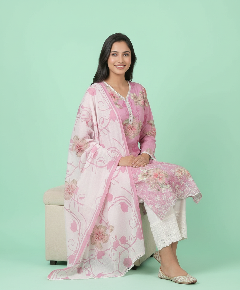 Floral Kurta Set view 6