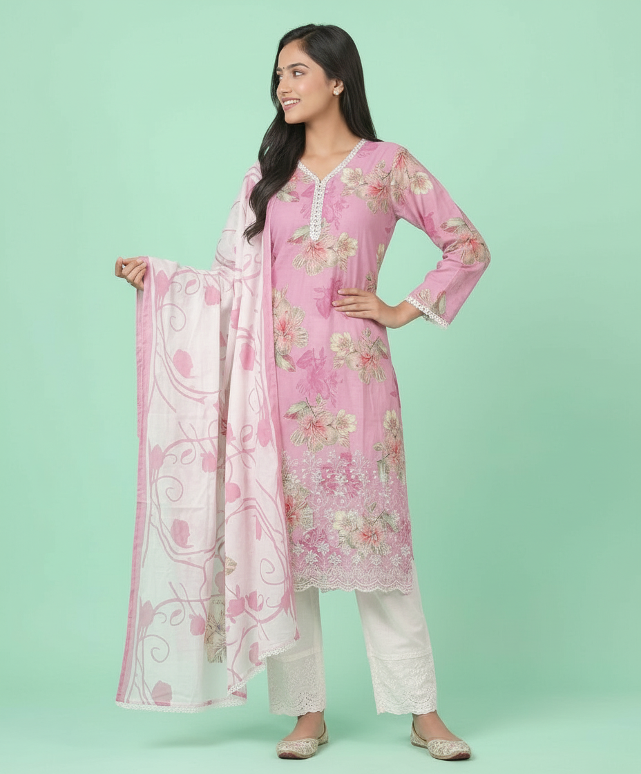 Floral Kurta Set view 3