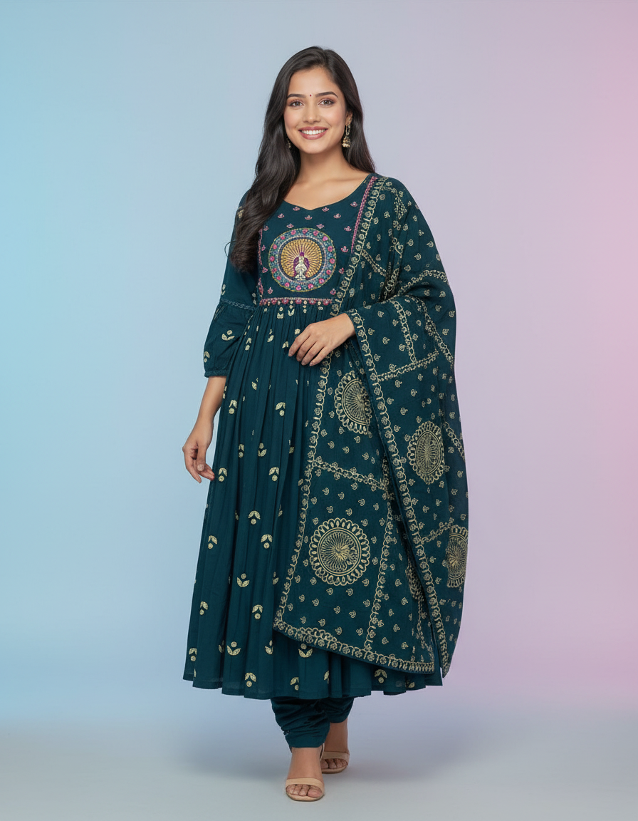 Embroidered Anarkali Suit view 7