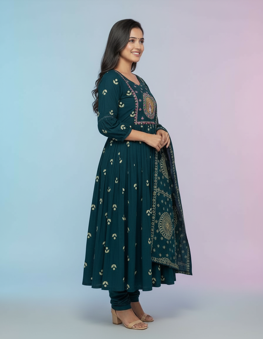 Embroidered Anarkali Suit view 3