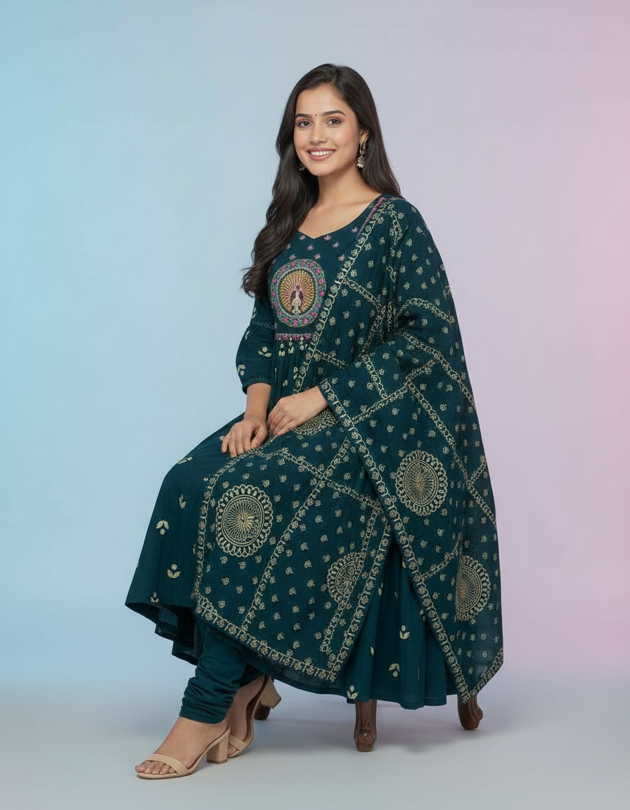 Embroidered Anarkali Suit view 6