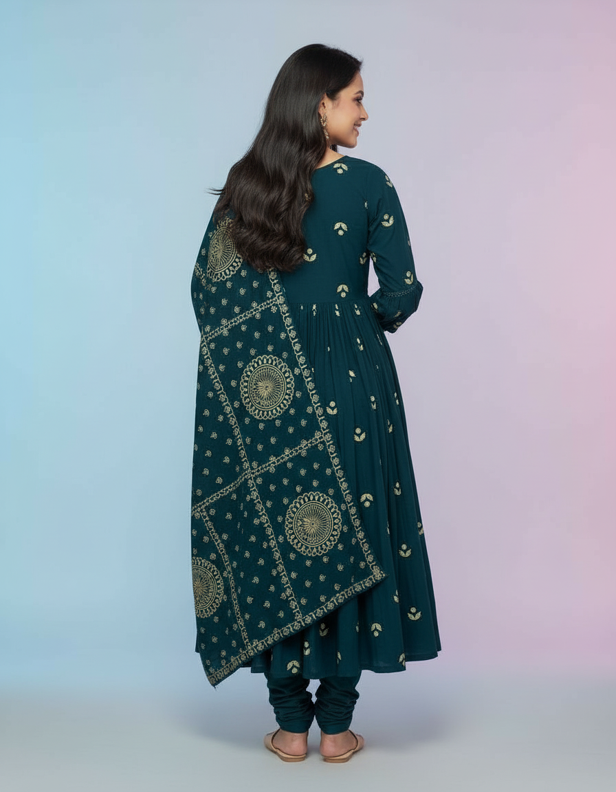 Embroidered Anarkali Suit view 4
