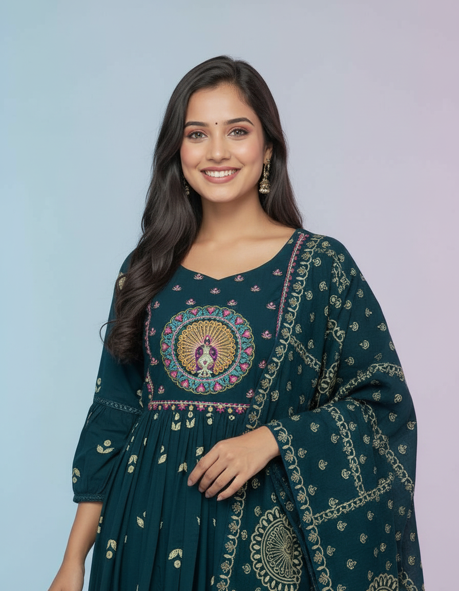 Embroidered Anarkali Suit view 2
