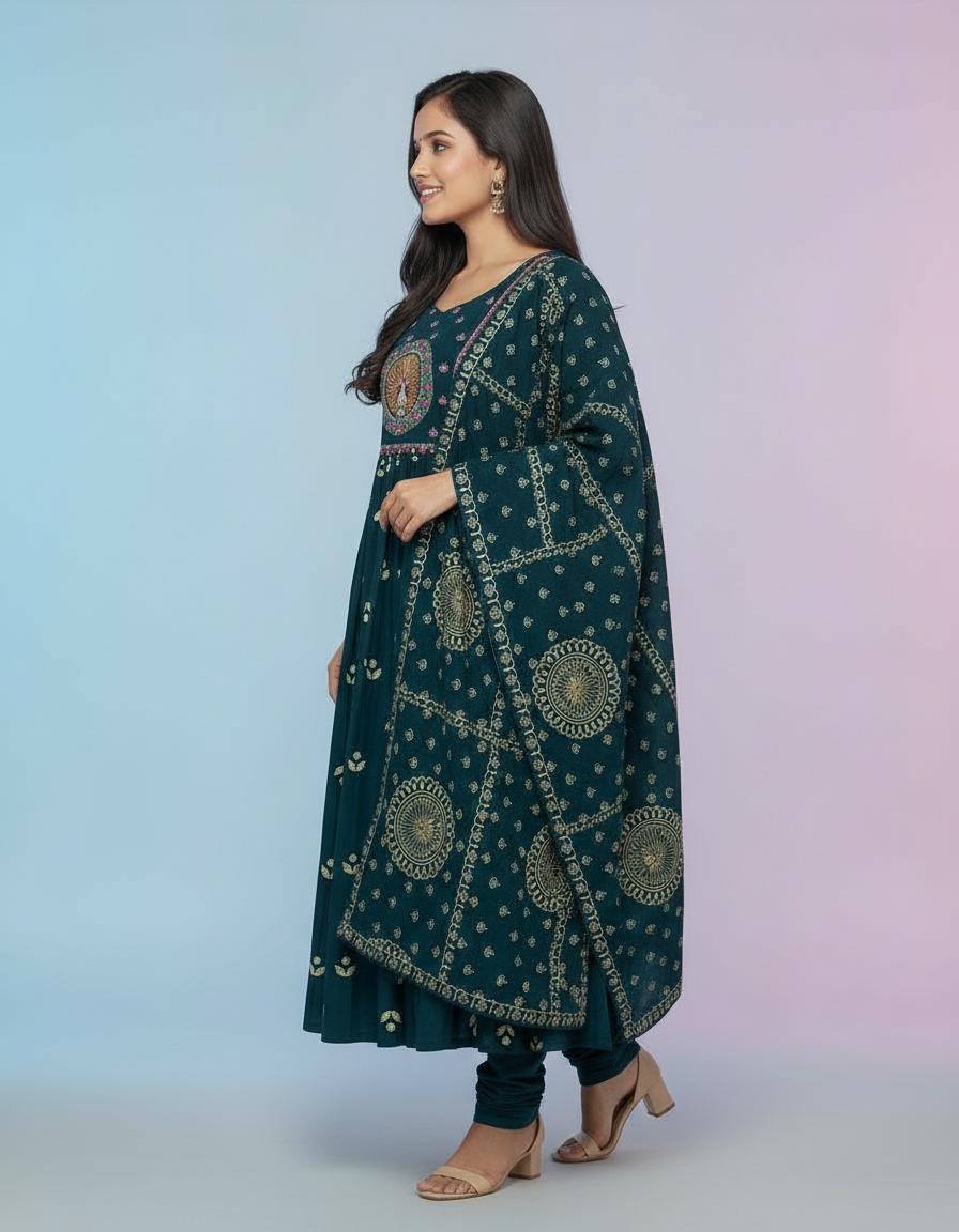 Embroidered Anarkali Suit view 5