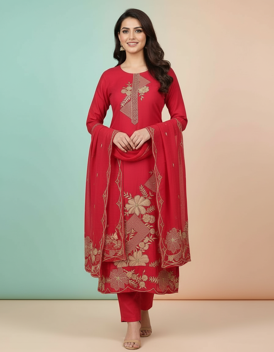 Intricately Detailed Festive Pink Kurta Set