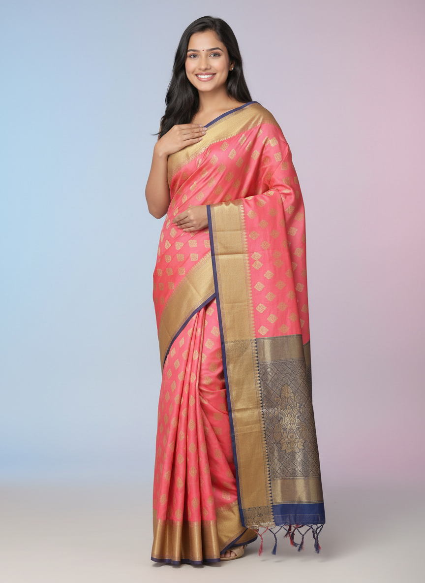 SAREE with Gold Accents view 7