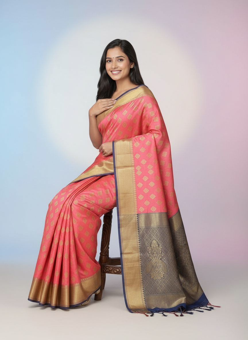 SAREE with Gold Accents view 6