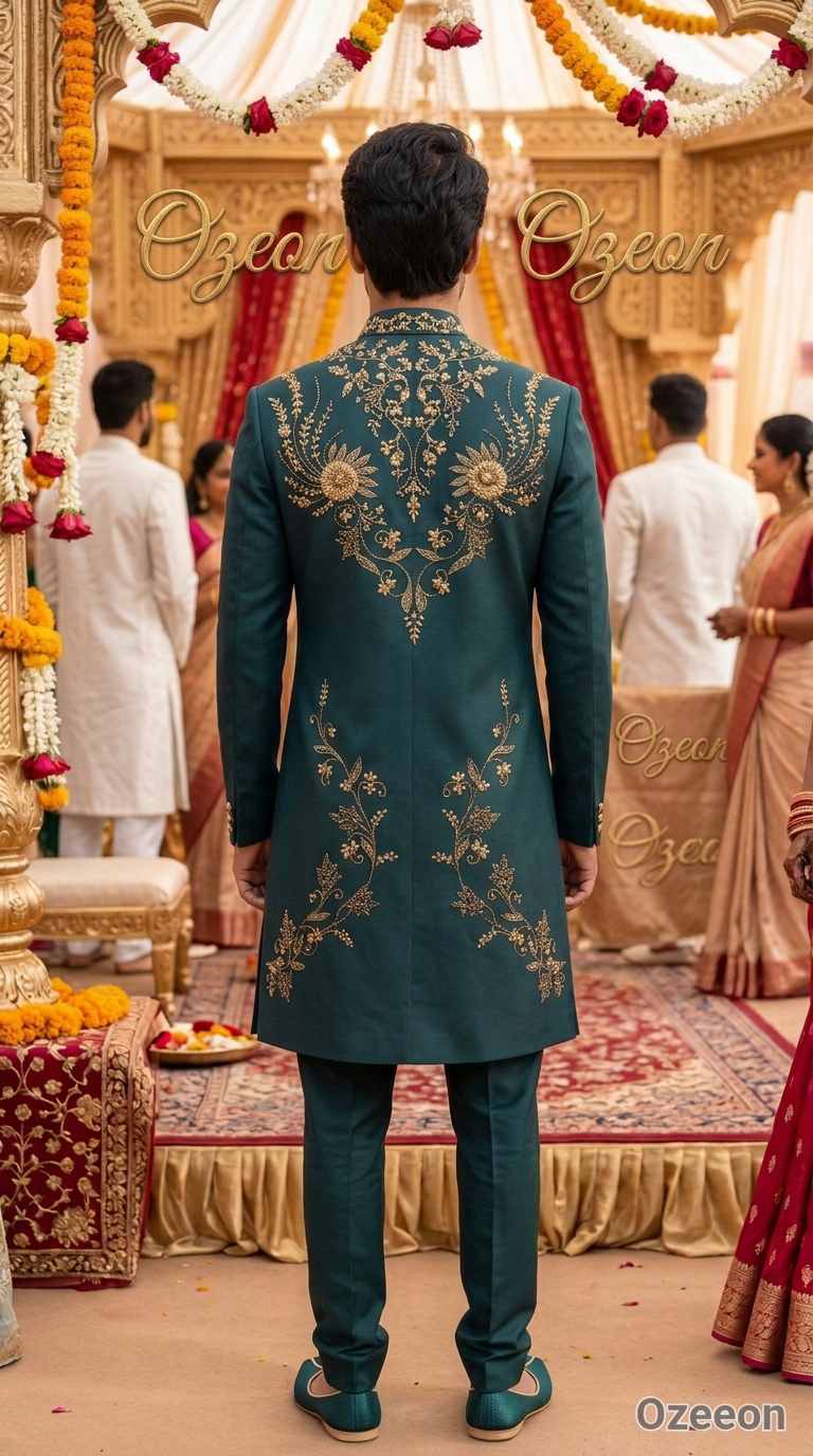 Elegant Embroidered Sherwani view 2