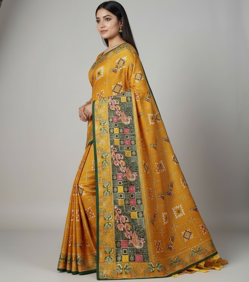 Elegant Golden Silk Saree by Ashok And Sons
