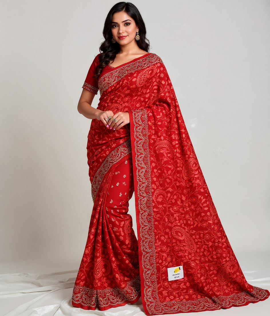 Jaypur Fancy Red Saree
