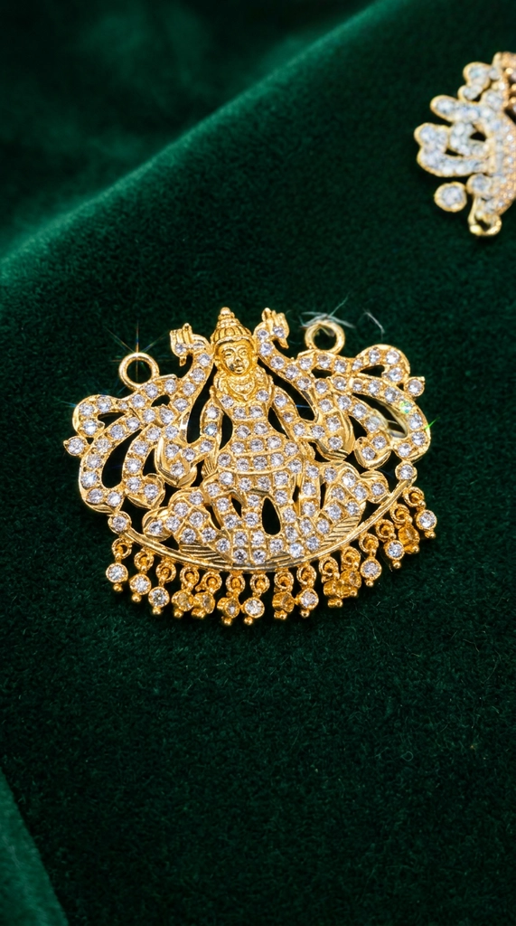 Kundan Peacock Pendant view 2