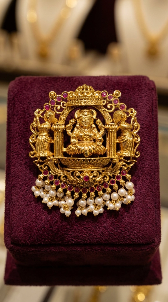 Kundan Peacock Pendant view 4