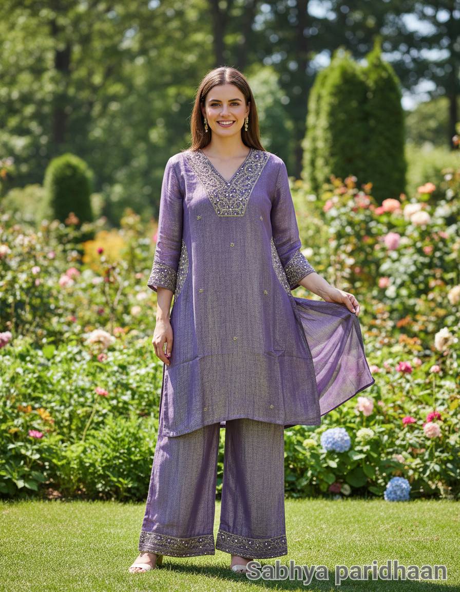 Embroidered Purple Tunic