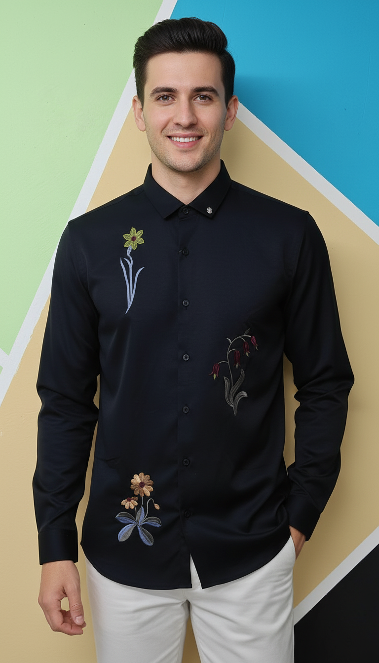 Embroidered Black Shirt